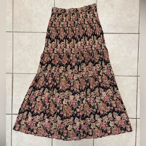 Vintage Express midi smocked floral gypsy skirt